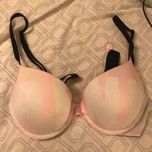 34C PINK bra with logo on the cups